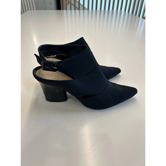 Donald J. Pliner Letta Heels Black Pointed Toe Slingback Block Heel Strappy 10 - Picture 3 of 10